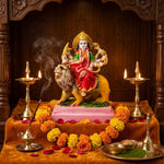 Marble Dust Goddess Durga Devi Sherawali Idol – 10 Inch thumbnail 1
