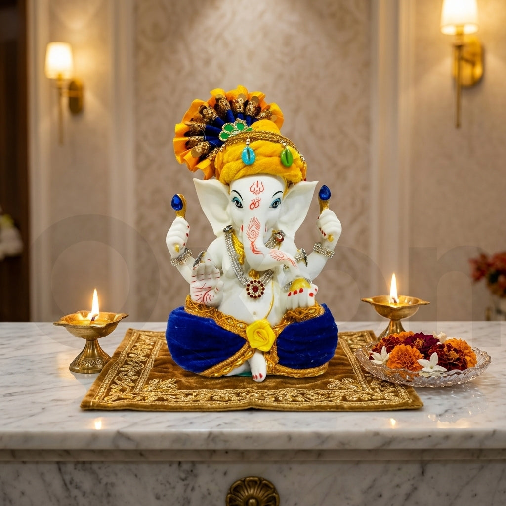 Decorative Lord Ganesha Idol – Multicolour Spiritual Showpiece