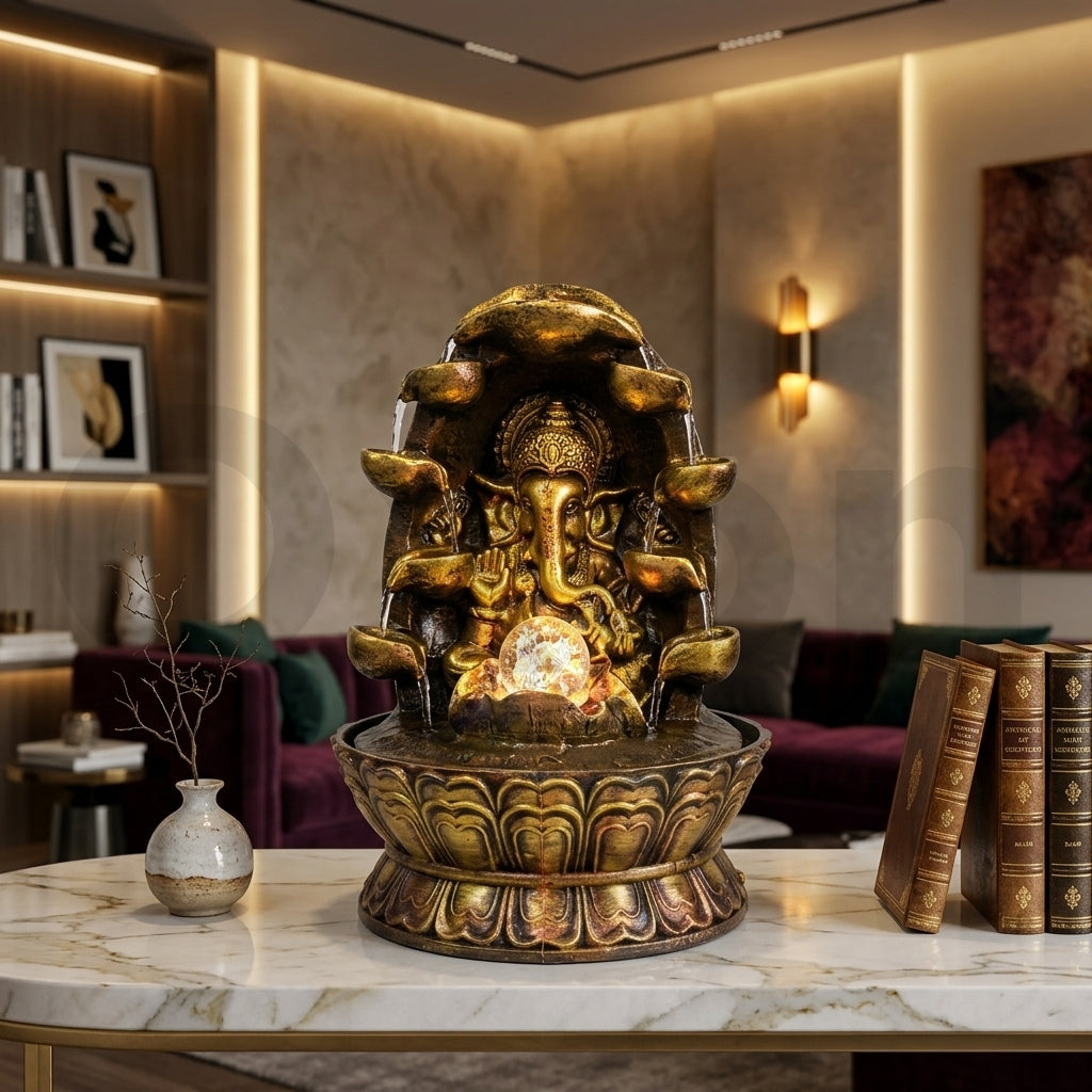 Lord Ganesha Water Fountain with LED Light -M3
