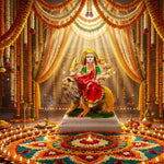 Marble Dust Goddess Durga Devi Sherawali Idol – 10 Inch thumbnail 2