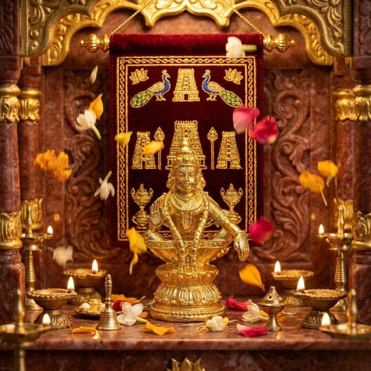 Brass Lord Ayyappa Idol for Pooja Room & Home Temple