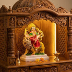Marble Dust Goddess Durga Devi Sherawali Idol – 10 Inch thumbnail 4