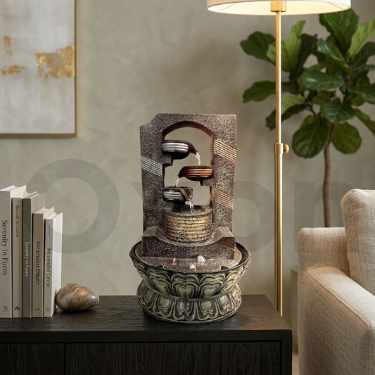 Indoor Water Fountain with LED Light – 16 Inch Decor