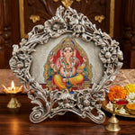 Royal Silver Floral Design God Photo Frame for Tabletop Display thumbnail 4
