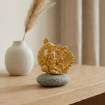Brass Lord Ganesha Idol for Home Temple, Office Desk & Car Dashboard – 0.90 Inch thumbnail 1