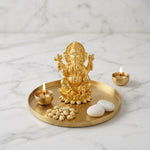 Brass Lord Ganesha Idol for Home Temple, Pooja Room & Car Dashboard – 1 Inch thumbnail 3