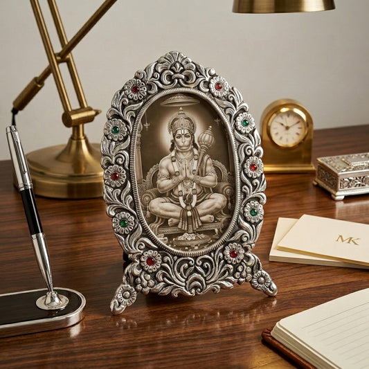 Decorative German Silver God Photo Frame with Floral Design