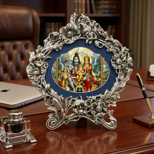 Royal Silver Floral Design God Photo Frame for Tabletop Display
