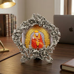 Royal Silver Floral Design God Photo Frame for Tabletop Display thumbnail 1