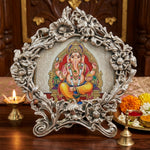 Royal Silver Floral Design God Photo Frame for Tabletop Display thumbnail 4