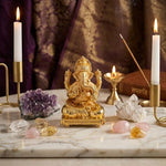 Brass Lord Ganesha Idol for Home Temple, Pooja Room & Car Dashboard – 1 Inch thumbnail 1