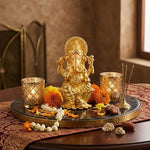 Brass Lord Ganesha Idol for Home Temple, Office Desk & Car Dashboard – 1 Inch thumbnail 1