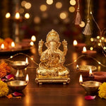 Brass Lord Ganesha Idol for Home Temple, Pooja Room & Car Dashboard – 1 Inch thumbnail 4