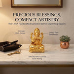 Brass Lord Ganesha Idol for Home Temple, Pooja Room & Car Dashboard – 1 Inch thumbnail 5